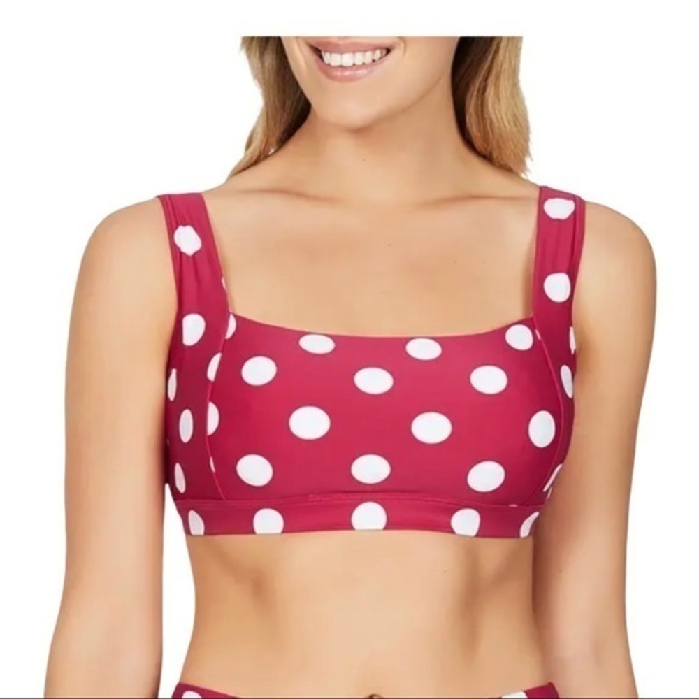 Sea Level Polka Dot Bikini Top Square Neck‎ Underwire Retro Pinup NWOT